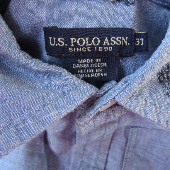 U.S. Polo Assn. Toddler Boy's Button Down Woven Shirt & Shorts 2 Piece Set - Picture 5 of 13